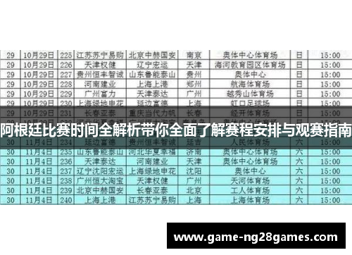 阿根廷比赛时间全解析带你全面了解赛程安排与观赛指南